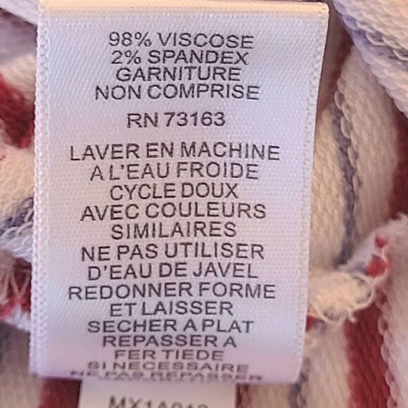 Cupio Womens Blouse Front Tie Button Short Sleeve Stripes Red Medium - Picture 8 of 11